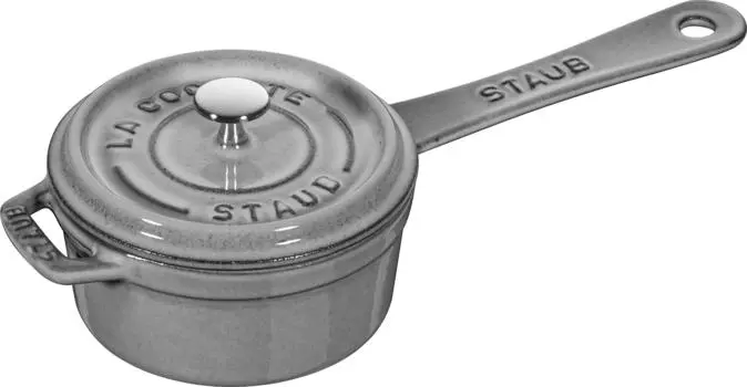 Кастрюля Staub, серая, эмалированная, для одной руки, японская кастрюля Маленькая, 10 см [Авторизованный продукт] 40509-536
