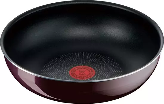 Кастрюля Tefal со съемной крышкой глубиной 26 см для газового огня без вредных веществ, таких как Neo Vintage Bordeaux Intense Wok коричневого цвета L43977 Ручка для жарки, см,