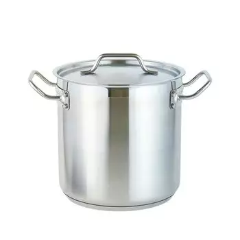 Кастрюля Thunder Group из нержавеющей стали, совместимая с IH, 20 см, с крышкой, для коммерческого использования, двуручная кастрюля SLSPS4206, 6,6 л