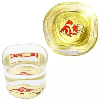 Kasyou Studio Kasyou Studio Kasho Makie Стеклянная витая чашка для сакэ в форме золотой рыбки из сусального золота в Каназаве Золотая посуда для сакэ (Kaga Makie/Упаковано/Сделано