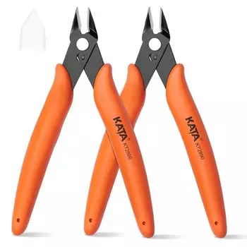 KATA Micro Wire Precison Electronics Flush Cutter and Side Cutting Clean Cut for Model Kits 2-Pack Cutter, pliers, Model, Jewelry,