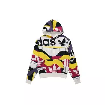 Каталог Adidas Originals Trefoil Толстовка с капюшоном с принтом по всей поверхности Мужские топы Белый FM1566 XS