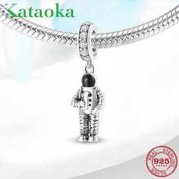 KATAOKA Космический костюм космонавта, подвески из стерлингового серебра 925 пробы, бусины, подходят для оригинального браслета-подвески Kataoka, ювелирные изделия зелёный