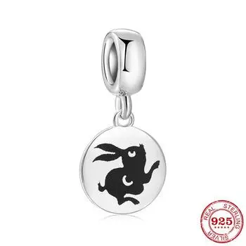 KATAOKA, подвески из стерлингового серебра 925 пробы, черная эмаль, подвески в виде озорного кролика, модные аксессуары, ювелирные изделия, женские браслеты зелёный