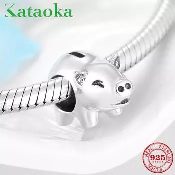 KATAOKA стерлингового серебра 925 пробы, милые подвески-копилки, бусины, подходят для оригинального европейского женского браслета, ювелирные изделия своими руками зелёный