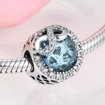 KATAOKA Стерлингового Серебра 925 пробы номер 8 бесконечный счастливый синий циркон Подвески бусины подходят для оригинального браслета Роскошные ювелирные изделия своими руками зелёный