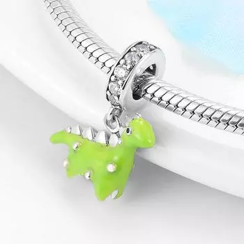 KATAOKA стерлингового серебра 925 пробы с зеленой эмалью бусины динозавра подходят для оригинальных браслетов-подвесок Kataoka зелёный