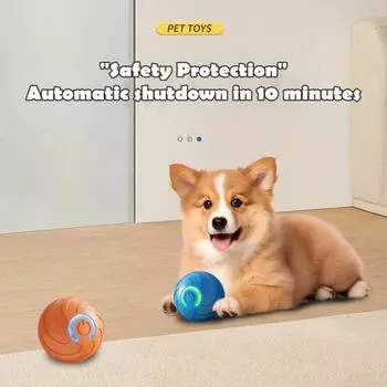Катающийся мяч для домашних животных со светодиодной подсветкой, снятие скуки и стресса, умный интерактивный прыгающий мяч для кошек и собак, перезаряжаемый через USB, электрический автоматический движущийся трясущийся мяч оранжевый