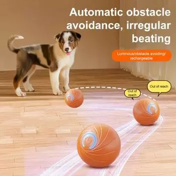 Катающийся мяч для домашних животных со светодиодной подсветкой, снятие скуки и стресса, умный интерактивный прыгающий мяч для кошек и собак, перезаряжаемый через USB, электрический автоматический движущийся трясущийся мяч синий