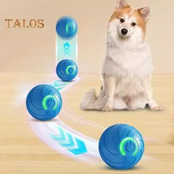 Катающийся мяч для домашних животных со светодиодной подсветкой, снятие скуки и стресса, умный интерактивный прыгающий мяч для кошек и собак, перезаряжаемый через USB, электрический автоматический движущийся трясущийся мяч синий