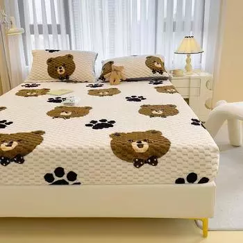 Категория А для беременных и младенцев, осенние и зимние утолщенные бархатные простыни-шапочки, новые милые резные наматрасники с мультяшными рисунками, бархатные покрывала 120*200cm