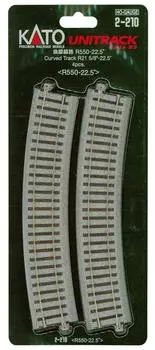 KATO HO gauge curved track 4 pieces Railway model supplies R550-22.5° 2-210