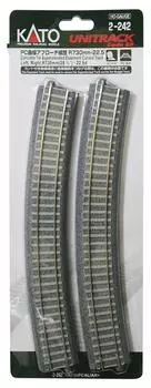 KATO HO gauge PC curved approach track 2 pieces each left and right Railway model supplies R730-22.5° 2-242