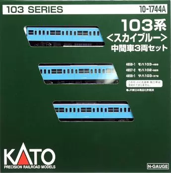 KATO N Gauge 103 Series Sky Blue Intermediate Car Set Railway Model Train 3-Car 10-1744A