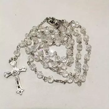 Католические четки, чешские стеклянные бусины AB, серебро, традиционный подарок на пять десятилетий, первое причастие