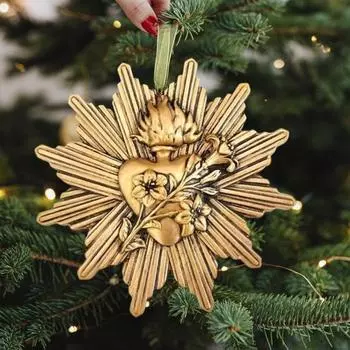 Католическое рождественское украшение из смолы Рождество Священное Сердце Подвесное украшение Святое Семейное украшение Религиозные христианские подарки для семьи и друзей A