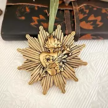 Католическое рождественское украшение из смолы Рождество Священное Сердце Подвесное украшение Святое Семейное украшение Религиозные христианские подарки для семьи и друзей A