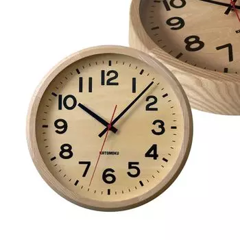 KATOMOKU Muku Clock 15 Natural Wall Clock Continuous Second Hand Controlled km-107NARC 306 мм (Радиочасы)