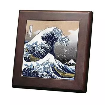 Katsushika Hokusai Great Wave off photo tile with wooden frame size “The Kanagawa” (Ukiyo-e series) (CS 1515cm)