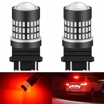 KaTur 2pcs 900 Lumens 3047 3057 3057A 3155 3157 Base Super Bright 3014 78SMD Lens LED Bulb Brake Turn Signal Tailback Brake Light Lamp Red 12V-24V