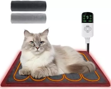 Katurasun Hot Carpet for Pets от Pet Heater Hot Mat для кошек и собак 9 уровней регулировки температуры 4 уровня Функция таймера 1 год качества