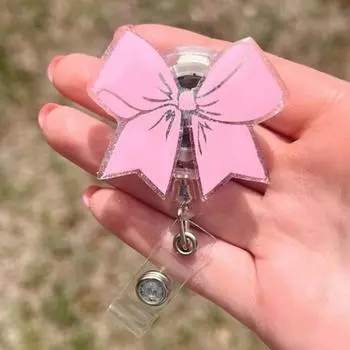 Катушка-бант для бейджа удостоверения личности с вращением на 360 градусов, сверкающий красный