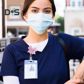 Катушка-бейдж для удостоверения личности, вращающийся на 360 градусов зажим, сверкающий нескользящий выдвижной держатель для бейджа, зажим для врача, медсестры, медицинского персонала, офиса белый