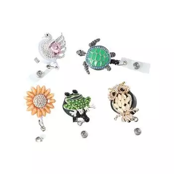 Катушка для бейджей Шнур для удостоверения личности Бирка с именем Выдвижная катушка для бейджей Держатель для бейджей Катушки для бейджей Зажимы для удостоверений личности White flower