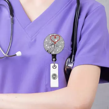 Катушка для карточек, держатель для бейджа медсестры, подарки на день медсестры, аксессуары для имени, забавные блестящие для врача-волонтера Style A