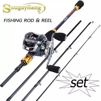 Катушка для кастинговой удочки, 4-секционная кастинговая удочка и рыболовные катушки 11 + 1BB для ловли окуня на открытом воздухе 2.1M Rod&Reel Left Hand