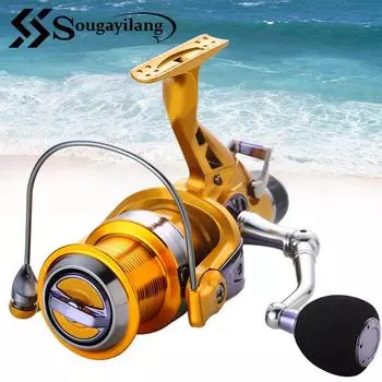 Катушка для ловли карпа Sougayilang, передаточное число 4,9:1/5,2:1, рыболовная катушка, спиннинговое рыболовное колесо, рыболовные снасти 5000 Series серебряный