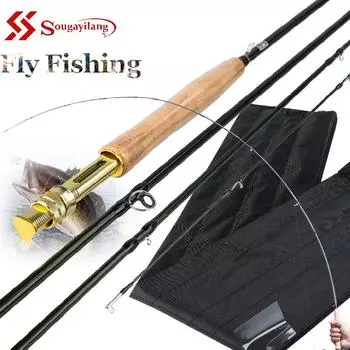 Катушка для ловли нахлыстом, 4 секции, портативная, стеклянная, карбоновая, сверхлегкая, для путешествий, речной рыбалки BLG4