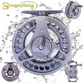 Катушка для ловли нахлыстом Sougayilang 5/6WF, металлическая катушка, изготовленная на станке с ЧПУ, катушка с корпусом из алюминиевого сплава для ловли нахлыстом 5/6WF