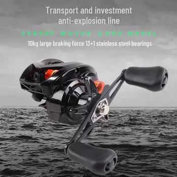 Катушка для микроприманок Water Drop: Полностью металлическая, дальнего заброса, противовзрывная, черная рыболовная катушка для плота Right-hand wheel оранжевый