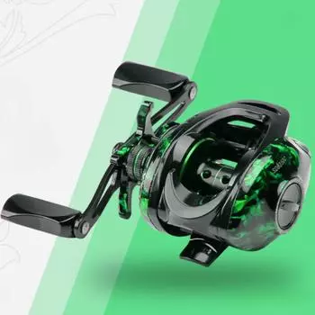 Катушка для мультикастинга, максимальное сопротивление 17,64 фунта, 6,3:1 быстродействующий двусторонний инструмент для рыбалки в пресной и соленой воде, зеленый инструмент для рыбалки, подходит для бамбукового плота, рукоятка для пистолета L Handle зелён