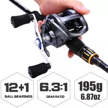 Катушка для приманки 12 фунтов из углеродного волокна с сопротивлением 6,3:1 Непревзойденные доступные высокотехнологичные инновационные катушки Left Hand