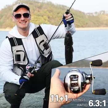 Катушка для приманки, левая и правая катушка 6,3:1 11+1BBBass, рыболовная катушка с усиленным плетеным проводом, корпус Bass left