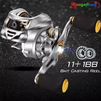Катушка для приманки, низкопрофильное углеродное волокно, 11 + 1 подшипник, двойные магнитные тормоза, рыболовная катушка для приманки Left Hand