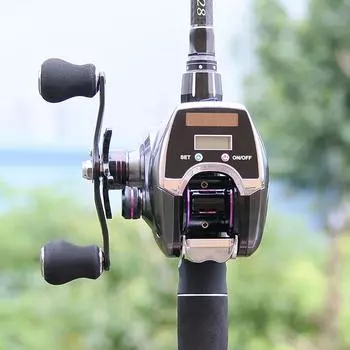 Катушка для приманки с цифровым дисплеем, соотношением сторон 6+1BB, соотношением сторон 8,0:1, со счетчиком лески, солнечной системой зарядки, высокая Right Hand