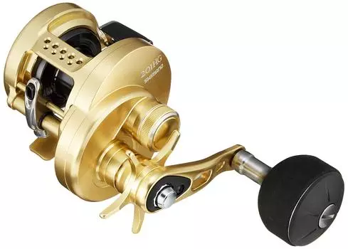 Катушка для приманки SHIMANO Double Axis 14 Ocean Conquest 201HG с левой ручкой Offshore Tairaba Blue Fish золотой