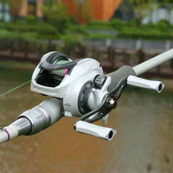 Катушка для рыбалки DEUKIO полностью металлическая белая с приманкой, 8 кг, максимальное сопротивление, 5+1 подшипник, алюминиевая рама, взрывозащищенная, сигнализация о разгрузке лески, катушка для рыбалки XT150-Right