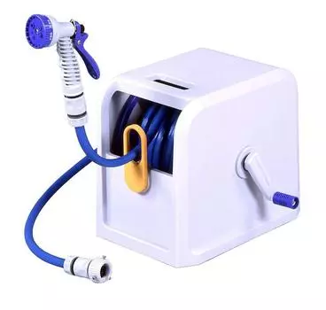 Катушка для шланга Green Life Hose длиной 20 м с направляющей, позволяющей наматывать шланг, не пачкая рук Wavy Cube PRC-20GN светло-серый