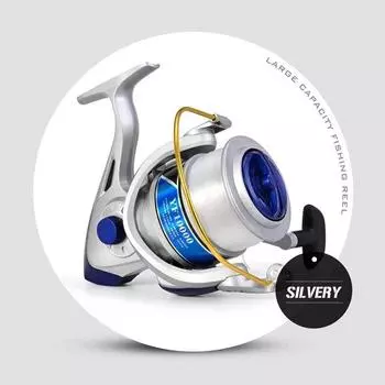 Катушка для спиннинга и заброса приманок DEUKIOFISHING серии 10000, катушка 4.1:1 20-килограммовое максимальное сопротивление, аксессуары для морской рыбалки на длинные дистанции 10000 Series серебряный