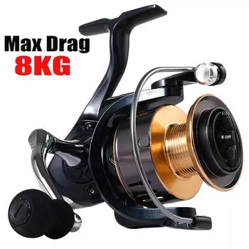 Катушка для спиннинга серии 2000-7000, ультралегкая, с максимальным фрикционом 8 кг, катушка для серфинга, катушки для ловли в соленой воде, для ловли карпа, щуки и окуня 2000 Series
