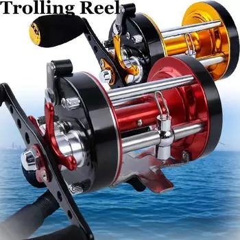 Катушка для троллинга, мощная, с супер большим ртом, для морской рыбы, алюминиевая шпуля из углеродного волокна 6 + 1BB WA40 красный