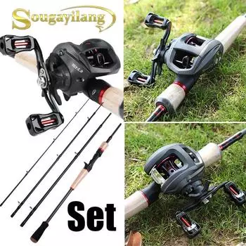 Катушка для удочки, 4 секции, удочка из углеродного волокна, 17 + 1BB, катушки для приманки, рыболовные снасти для окуня 2.1M Rod&Reel Left Hand