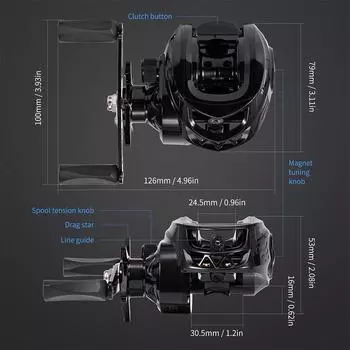 Катушка для заброса приманки Передаточное отношение 7.2/1 Высокоскоростная катушка для заброса приманки Магнитная тормозная система Колесо для рыбалки в пресной соленой воде