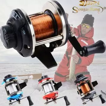 Катушка для зимней рыбалки Sougayilang, сверхлегкая металлическая прочная 3 цвета, катушка для зимней рыбалки красный