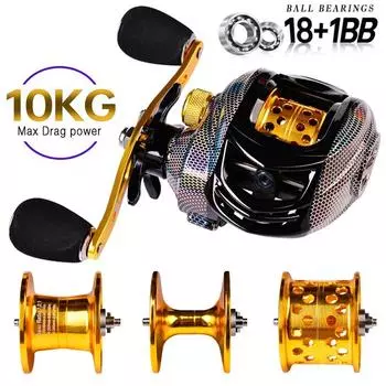 Катушка LEOFISHING Baitcasting Reel 18+1BB Кастинговая катушка, гладкий металл 7,2:1 рыболовная катушка с передаточным числом и стандартной, глубокой или мелкой шпулей для окуня Standard Spool left hand