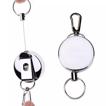 Катушка прочная металлическая проволока двойной карабин растягивающийся ключ потерянный бытовой набор из серебра [Orirya] брелок, брелок, кольцо, брелок, 60 см, цепь, кольцо,